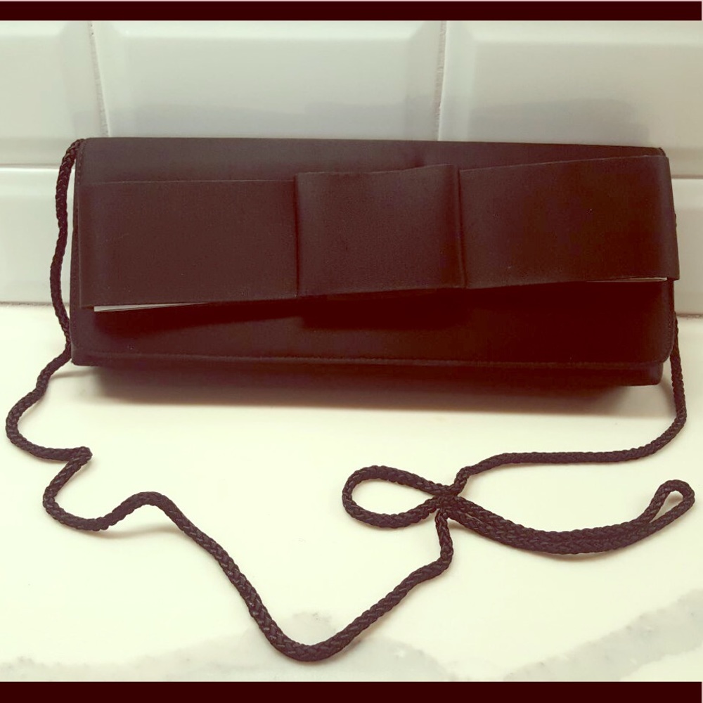 NWOT KATE LANDRY Black Satin Evening Bag Clutch